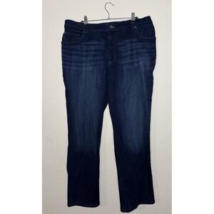Lee Pants Womens 16 Blue Denim Jeans Straight Leg High Rise Relaxed Fit Slims